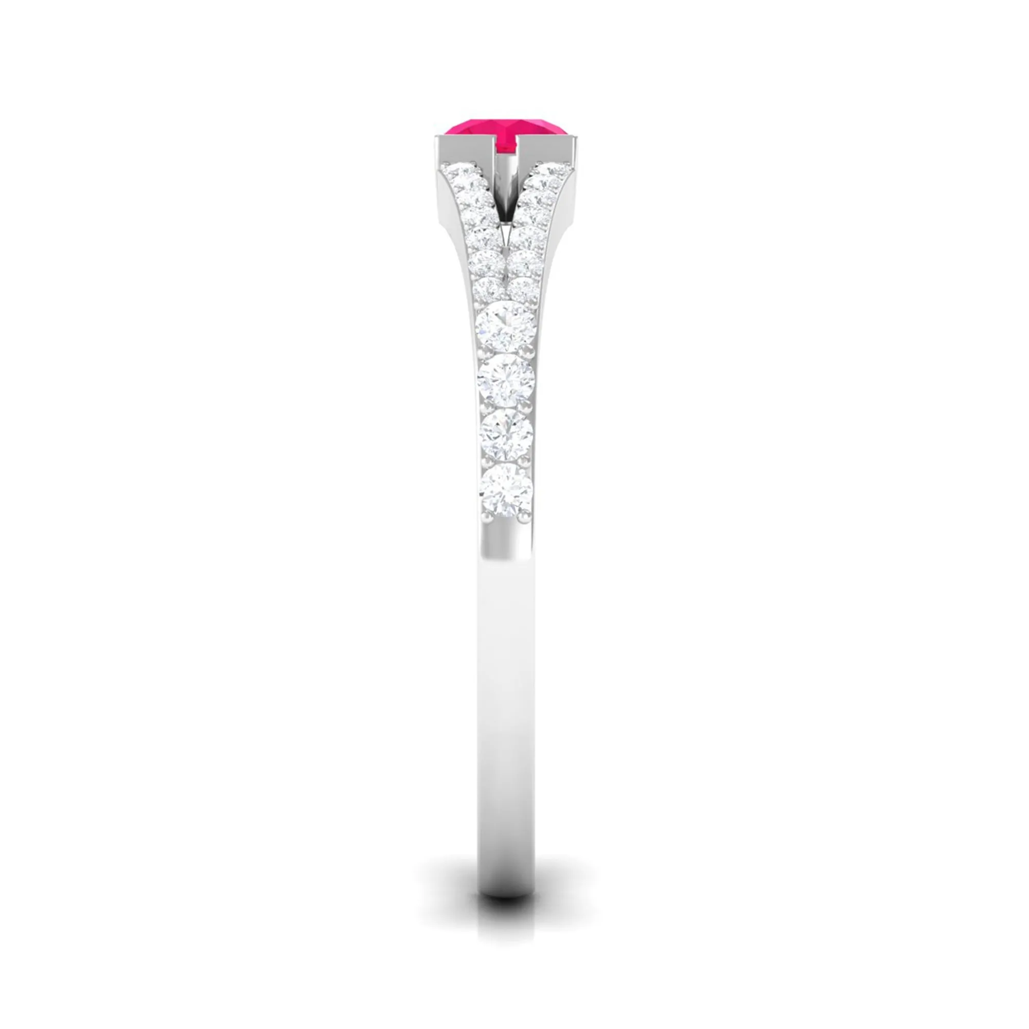 3/4 CT Minimal Ruby and Diamond Split Shank Promise Ring