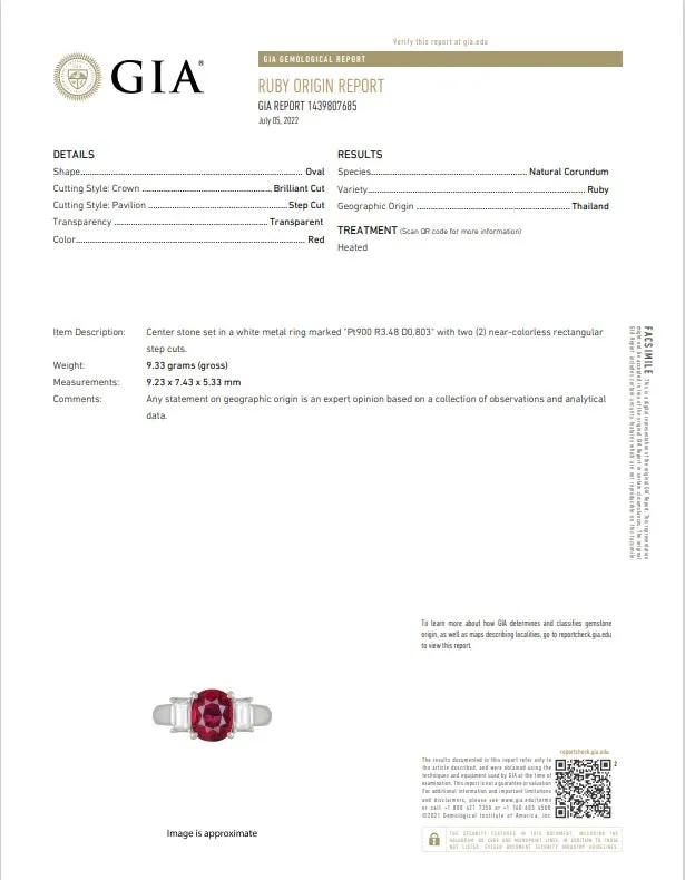 3.48 Carat Gem Ruby Diamond Platinum 3-Stone Ring, GIA Certified