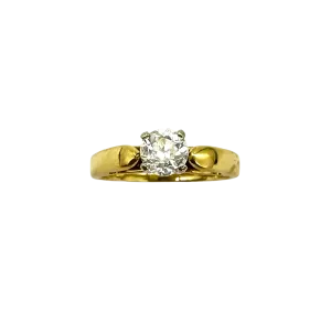 70 PT Round Solitaire Diamond in 18K Yellow Gold Cathedral Setting