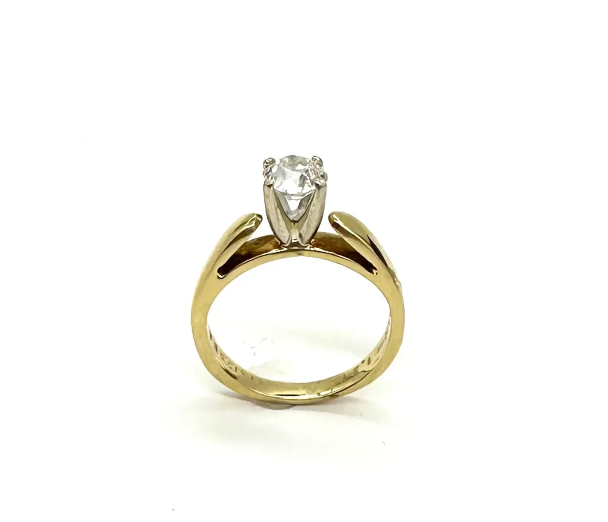 70 PT Round Solitaire Diamond in 18K Yellow Gold Cathedral Setting