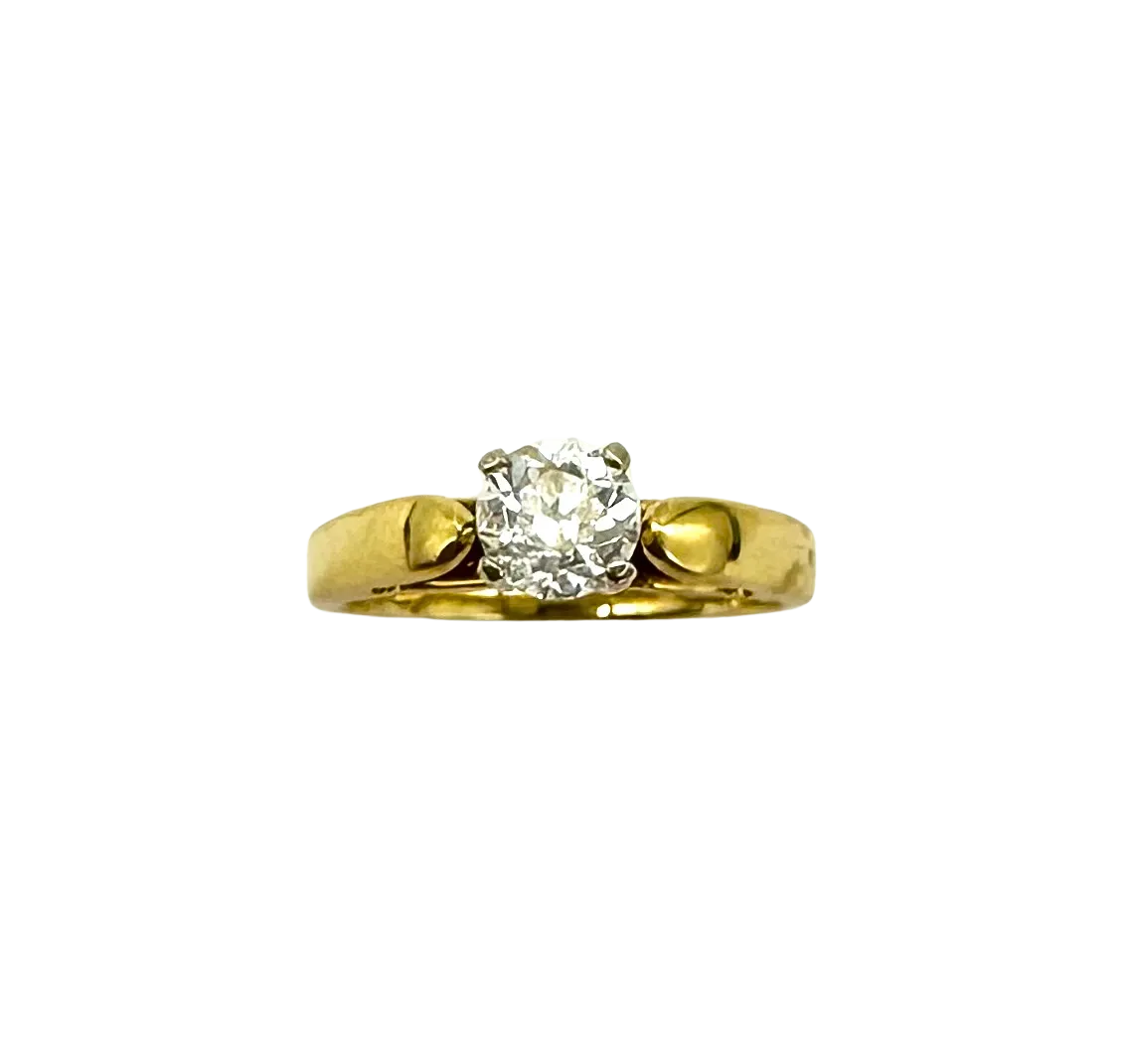 70 PT Round Solitaire Diamond in 18K Yellow Gold Cathedral Setting