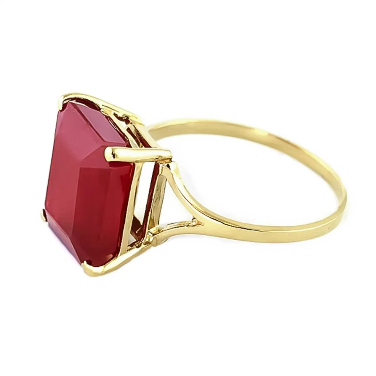 7.5 Carat 14K Solid Yellow Gold Ring Natural Octagon Ruby