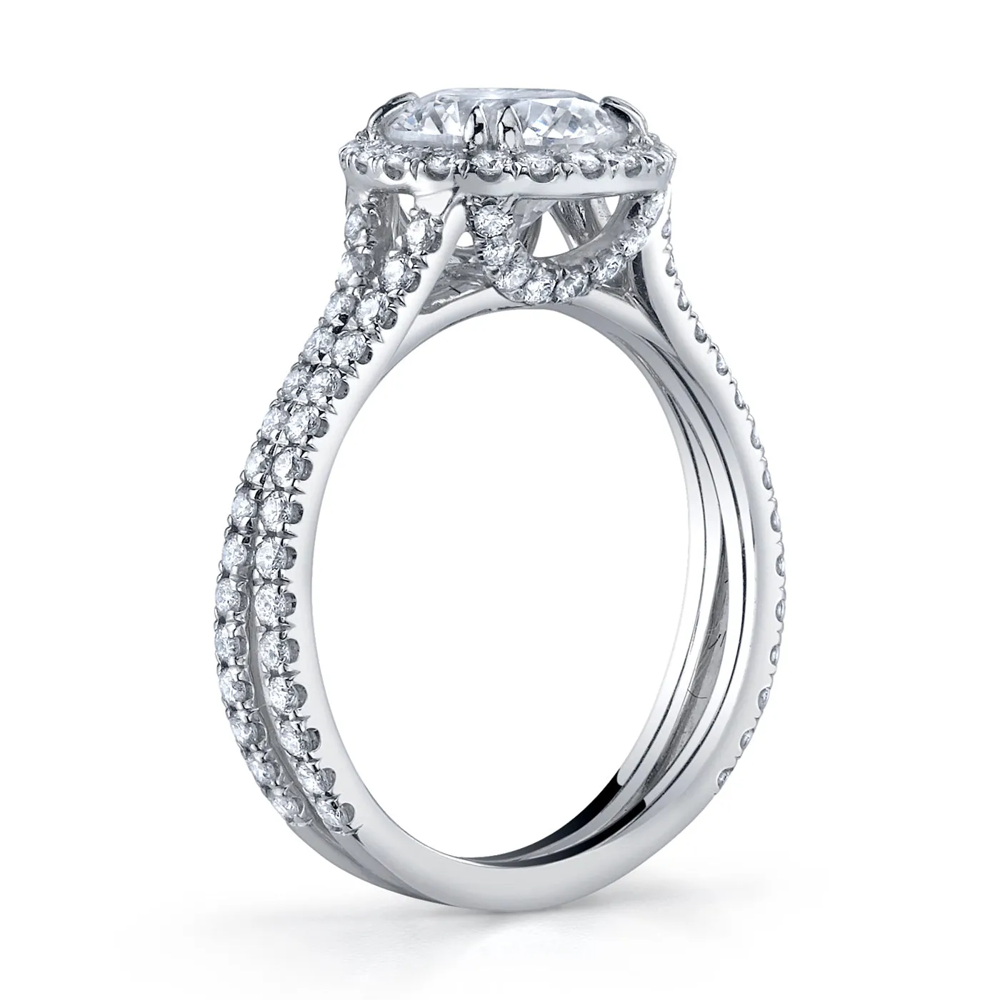 .83ctw Round Cut Diamond Halo Double Band Engagement Ring