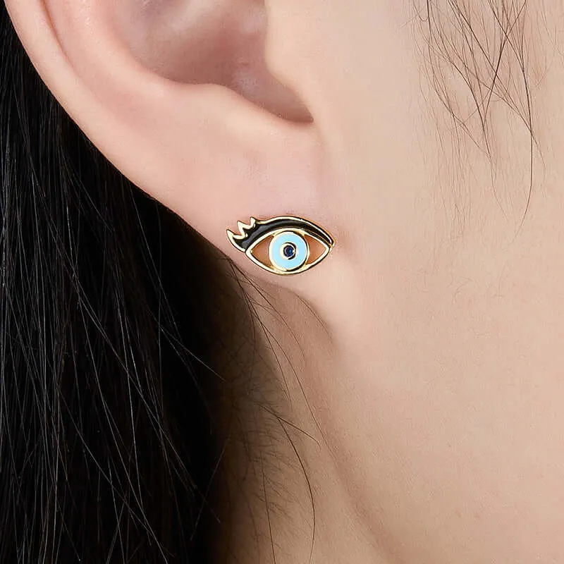 925 Silver Blue Eye Earrings