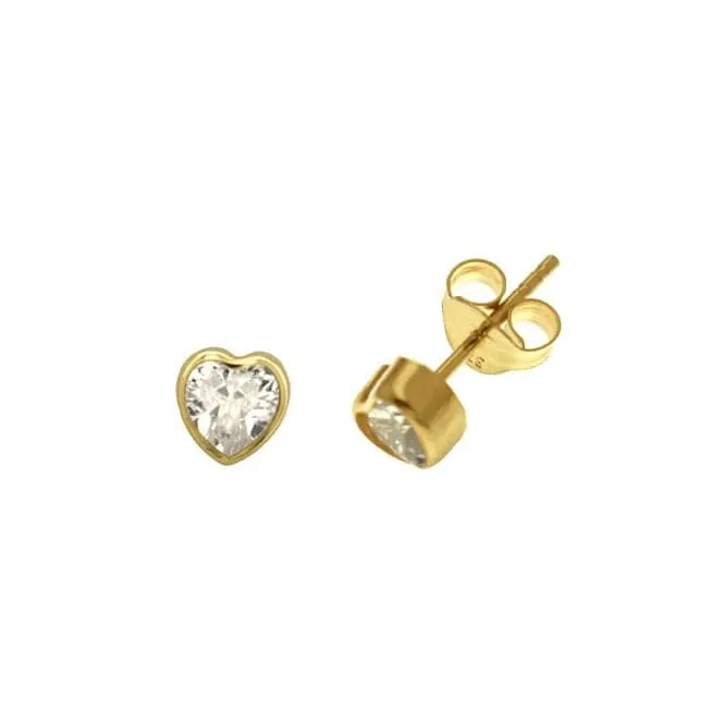 9ct White Gold Heart Zirconia Stud Earrings ES234S