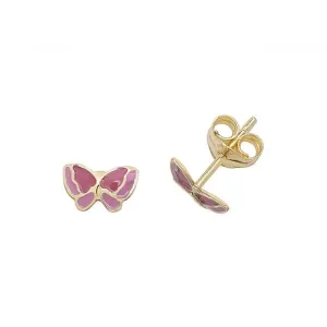 9ct Yellow Gold Enamel Butterfly Stud Earrings ES377