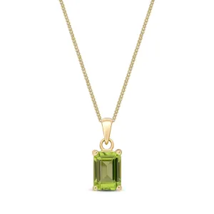 9ct Yellow Gold Octagonal Peridot Claw Pendant 1.06ct