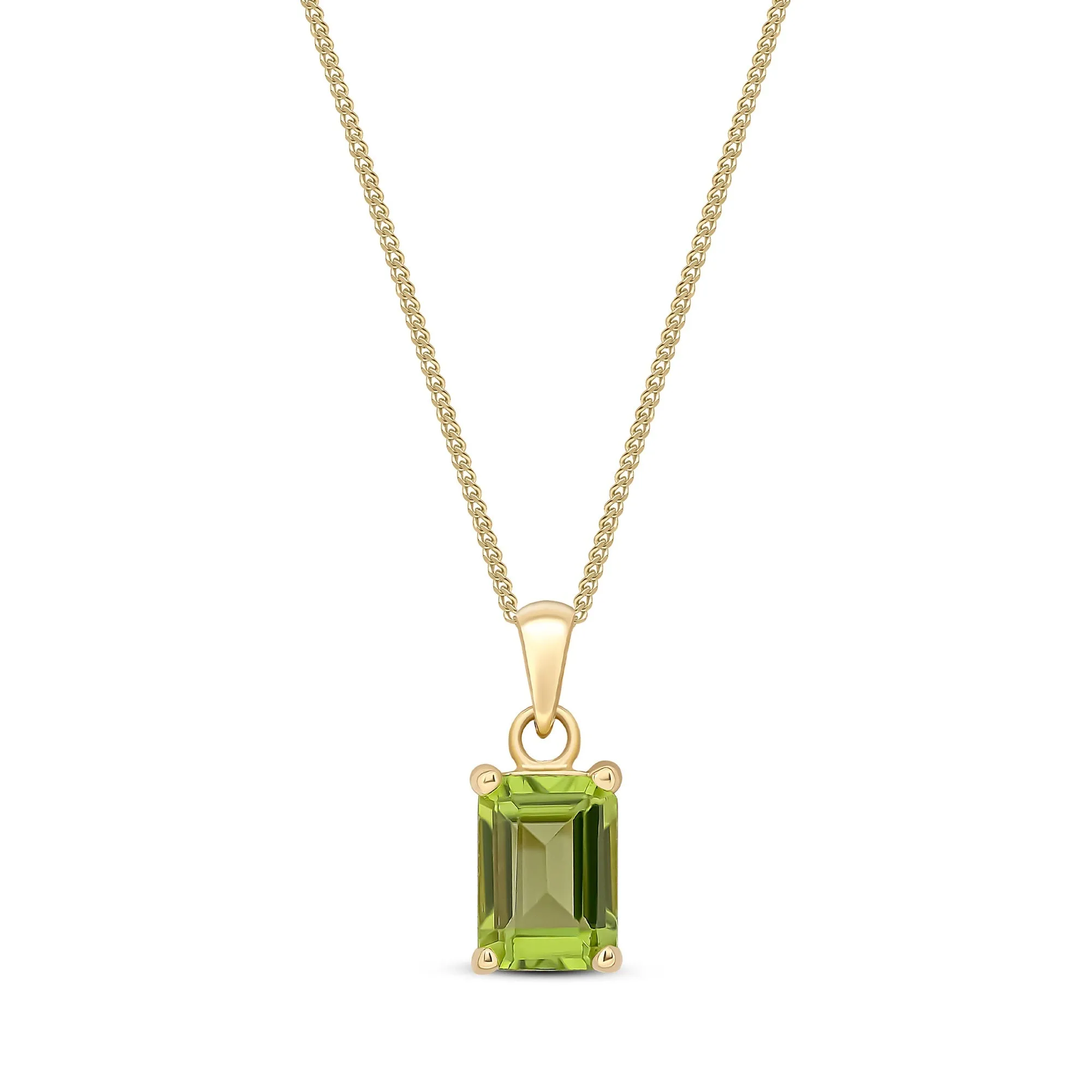 9ct Yellow Gold Octagonal Peridot Claw Pendant 1.06ct