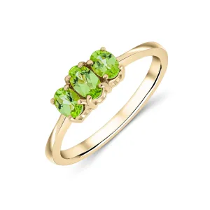 9ct Yellow Gold Peridot Trilogy Ring 0.55ct