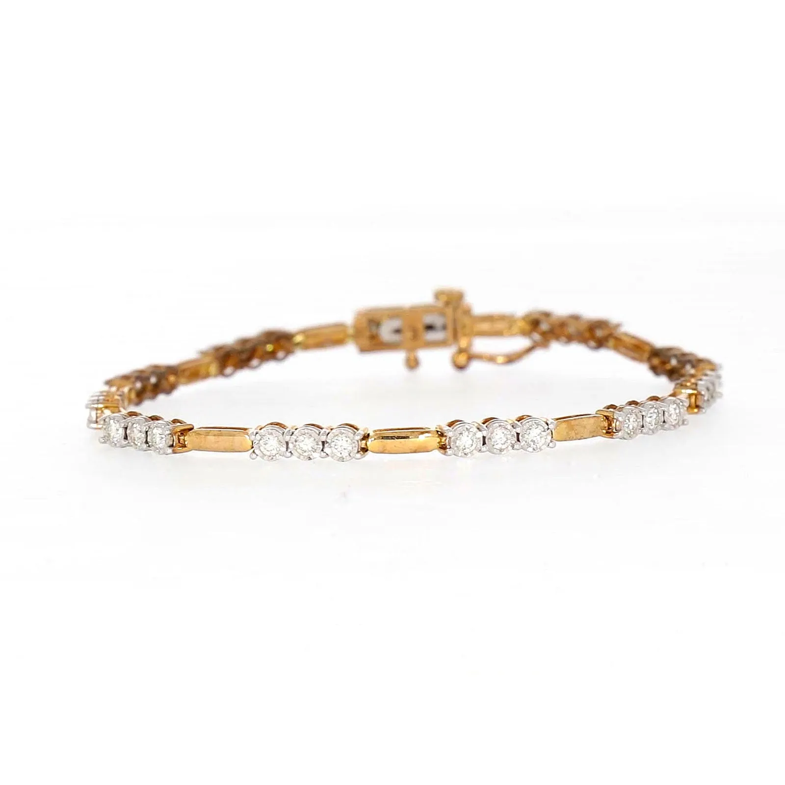 9ct Yellow Gold Round Brilliant Cut with 1 CARAT tw of Diamonds Bracelet