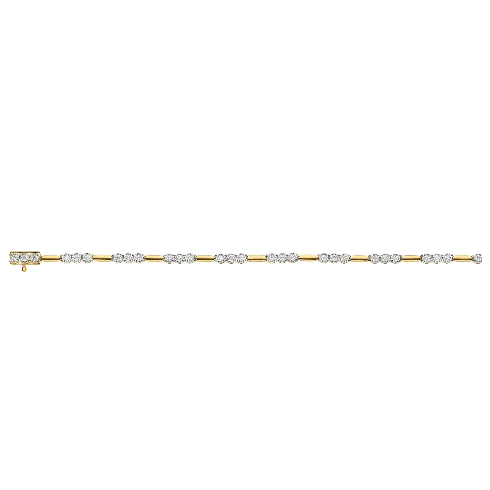 9ct Yellow Gold Round Brilliant Cut with 1 CARAT tw of Diamonds Bracelet