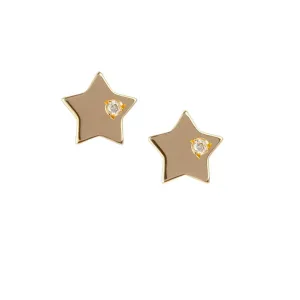 9kt Gold Star & Diamond Stud Earrings