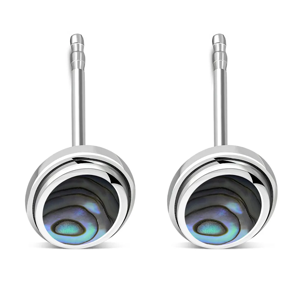 Abalone Shell Oval Stud Silver Earrings