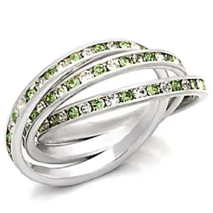 Alamode High-Polished 925 Sterling Silver Ring with Top Grade Crystal in Peridot