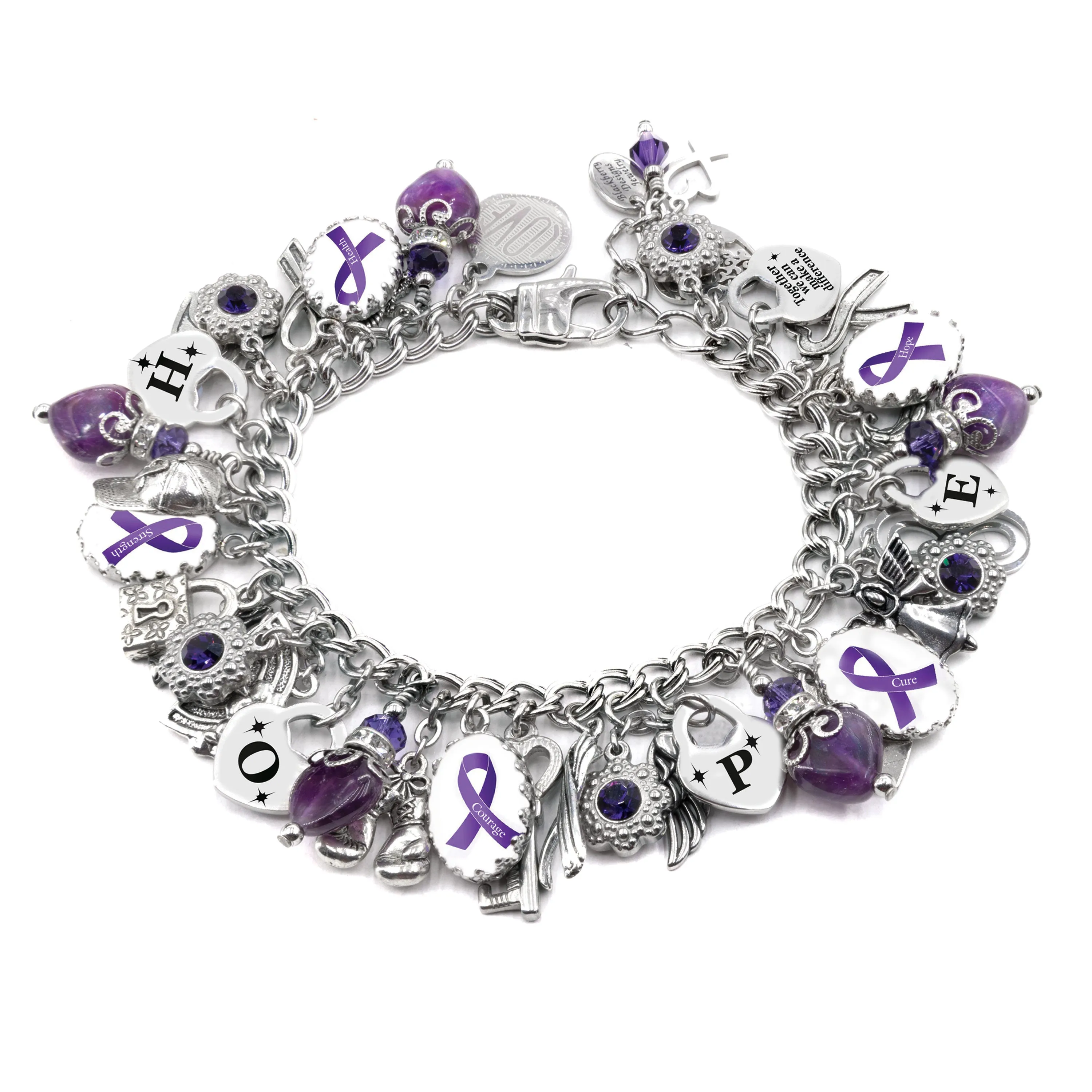 Alzheimer's Bracelet with Amethyst Gemstones