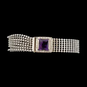 Amethyst & Diamond Tassel Bracelet