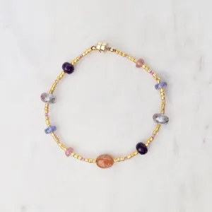 Amethyst Gold Glass Station Magnetic Bracelet