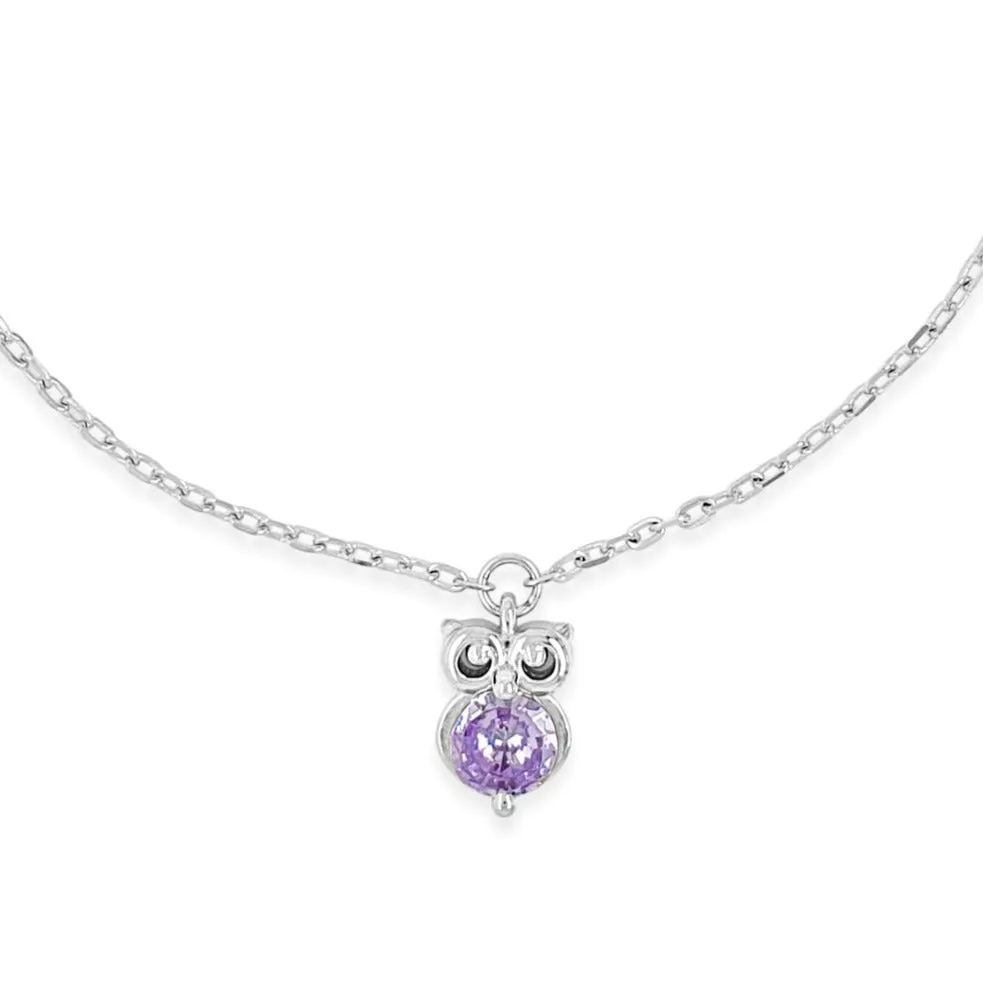 Amethyst Owl Children Sterling Silver Bracelet