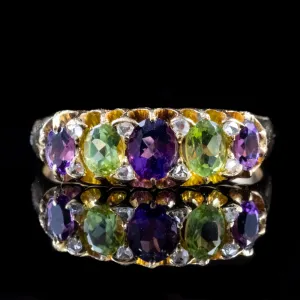 Antique Edwardian Suffragette Amethyst Ring 15Ct Gold