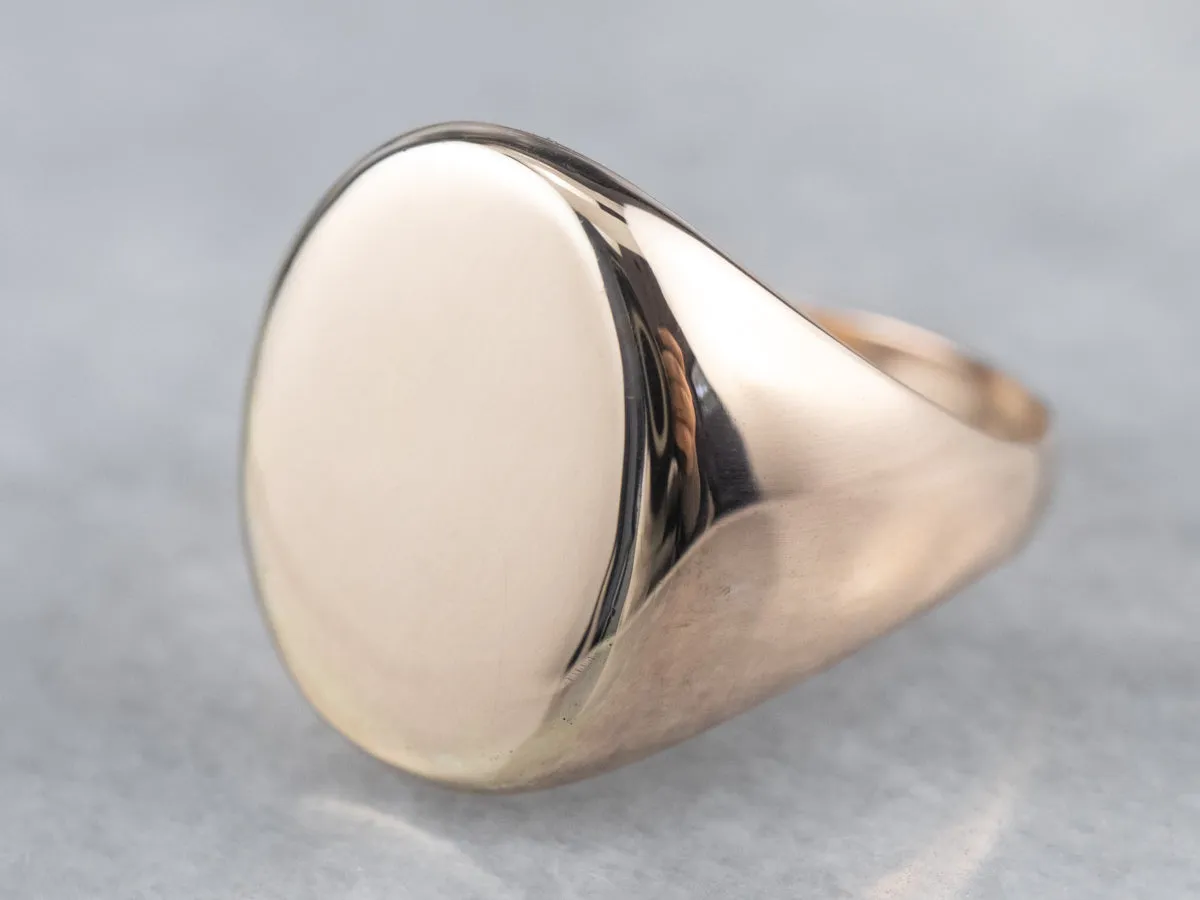 Antique Plain Rose Gold Signet Ring