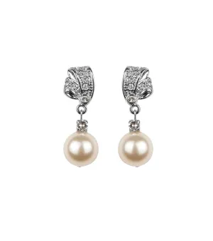 Antique Style Rhinestone and Pearl Earrings