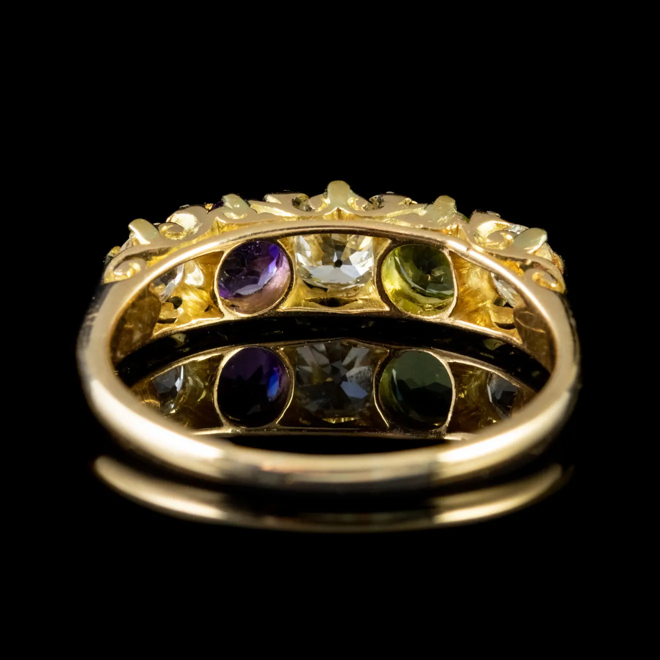 Antique Suffragette Amethyst Peridot Diamond Ring 18Ct Gold Circa 1905