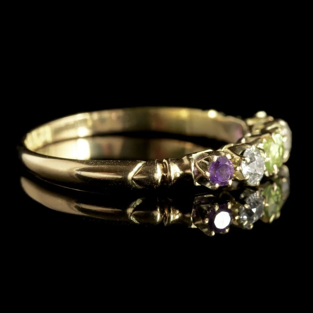 Antique Victorian Suffragette Ring 18Ct Gold Amethyst Peridot Diamond