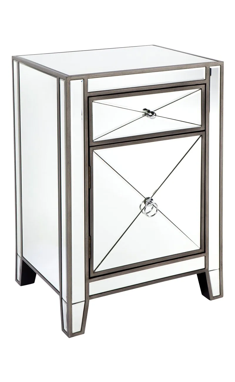 Apolo Bedside Table - Antique Silver