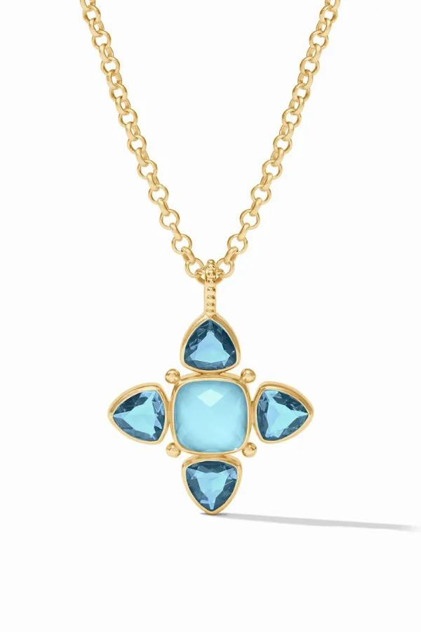 Aquitaine Pendant Necklace - Gold Iridescent Capri Blue | Julie Vos - SALE