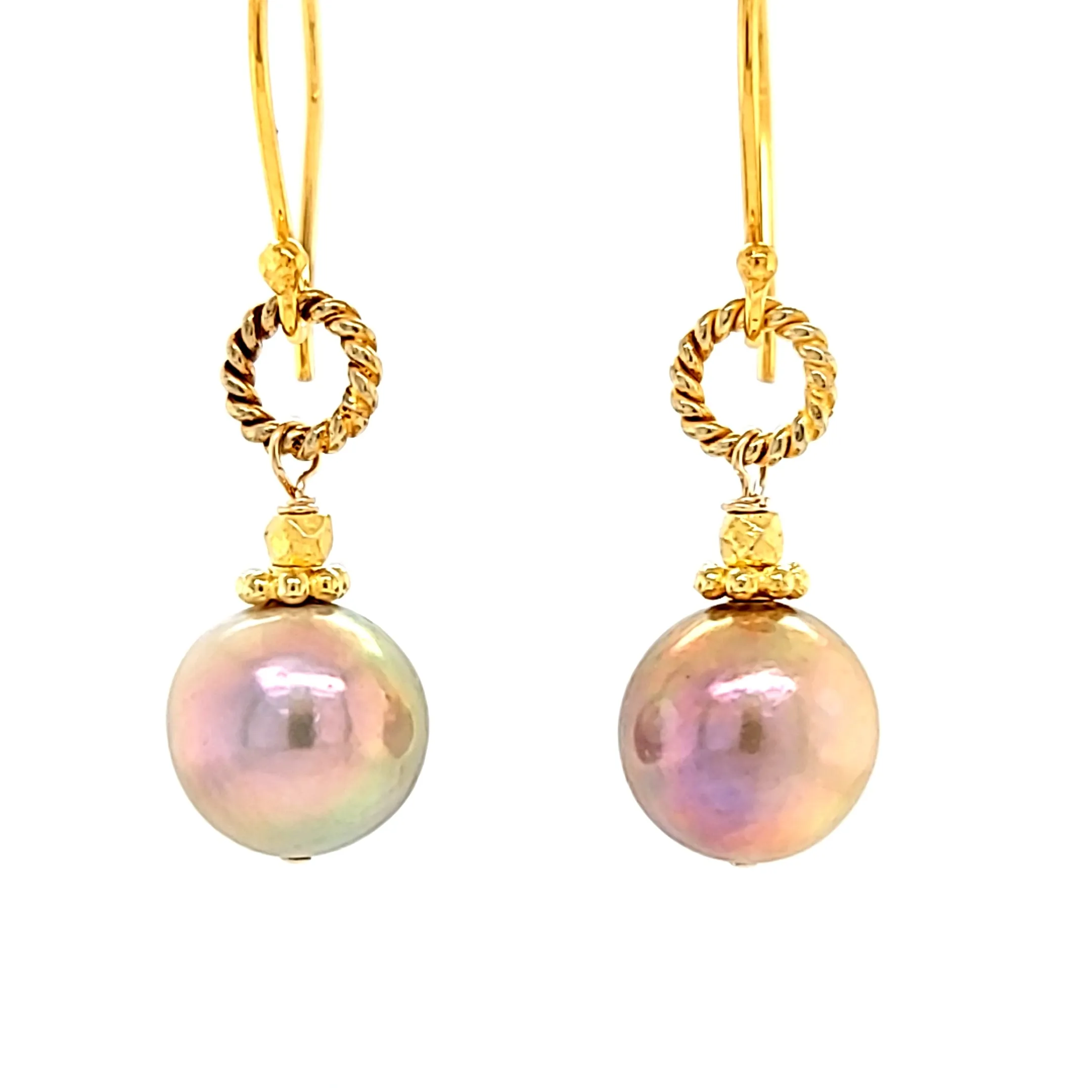 AVF Gold Pink Edison Pearl Drop Earrings (SI3746)