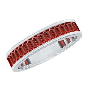 Baguette Shape Lab Grown Ruby Half Eternity Ring