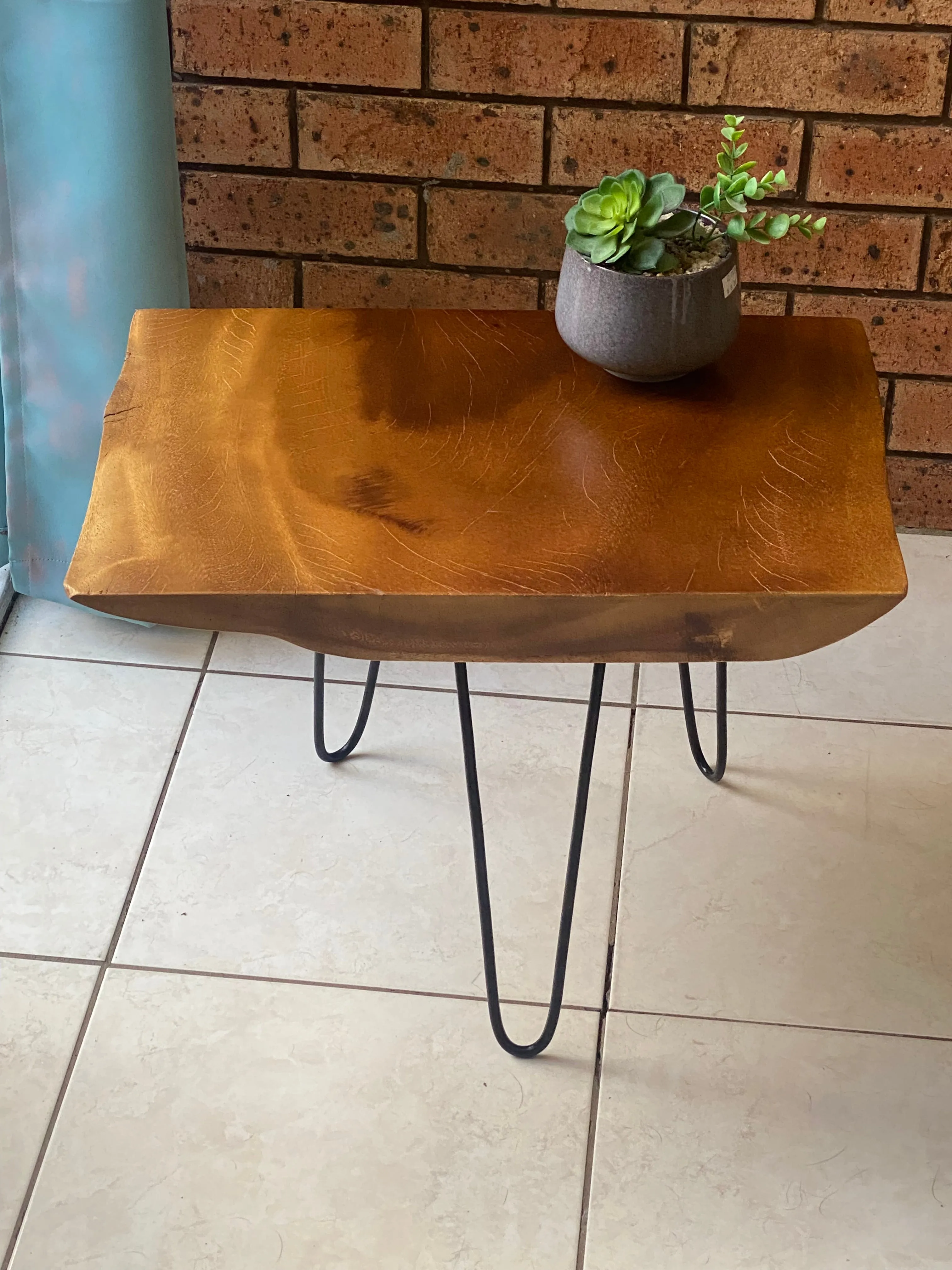 Bedside Table- Live Edge natural Wooden Side Table / Corner Table / Plant or book Stand Raintree Wood-OS60 model