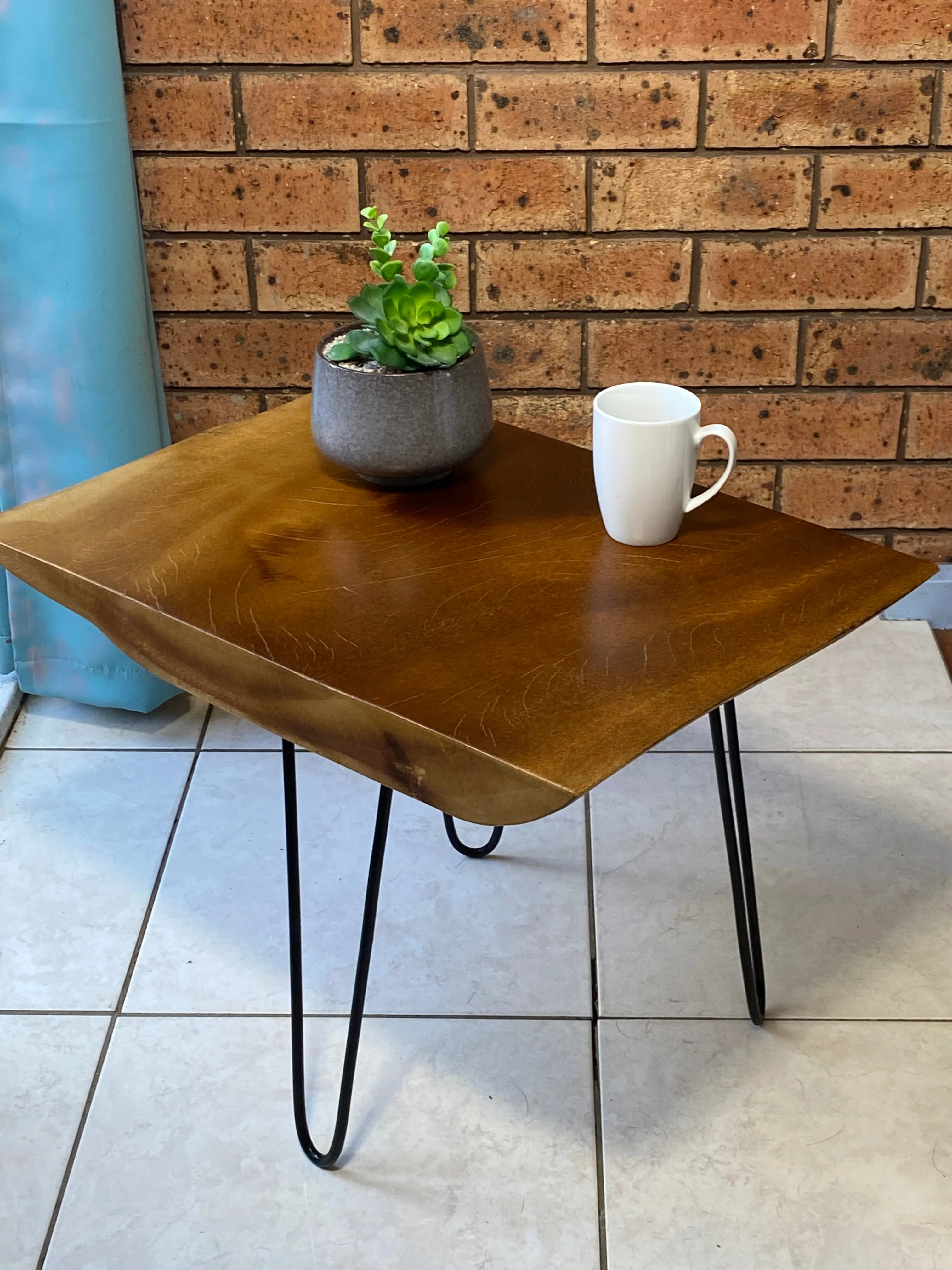 Bedside Table- Live Edge natural Wooden Side Table / Corner Table / Plant or book Stand Raintree Wood-OS60 model