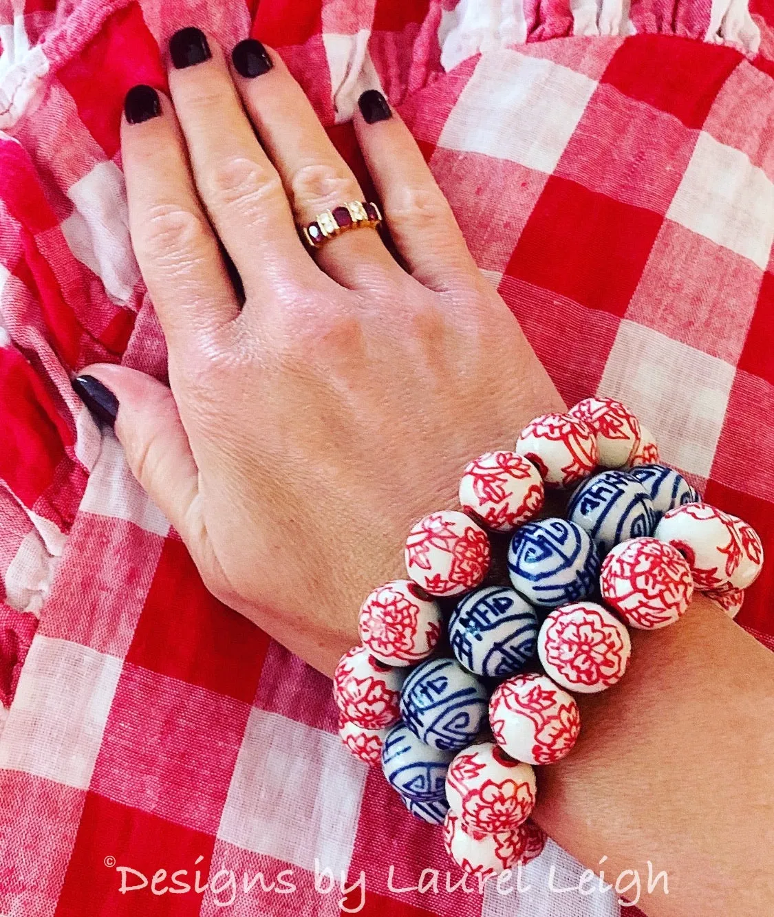 Blue & White Chinoiserie Longevity Bracelet