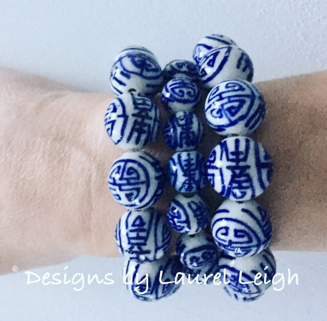 Blue & White Chinoiserie Longevity Bracelet