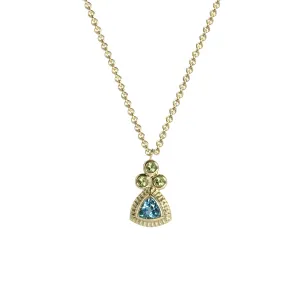 Blue Topaz Trillion Necklace with Peridot