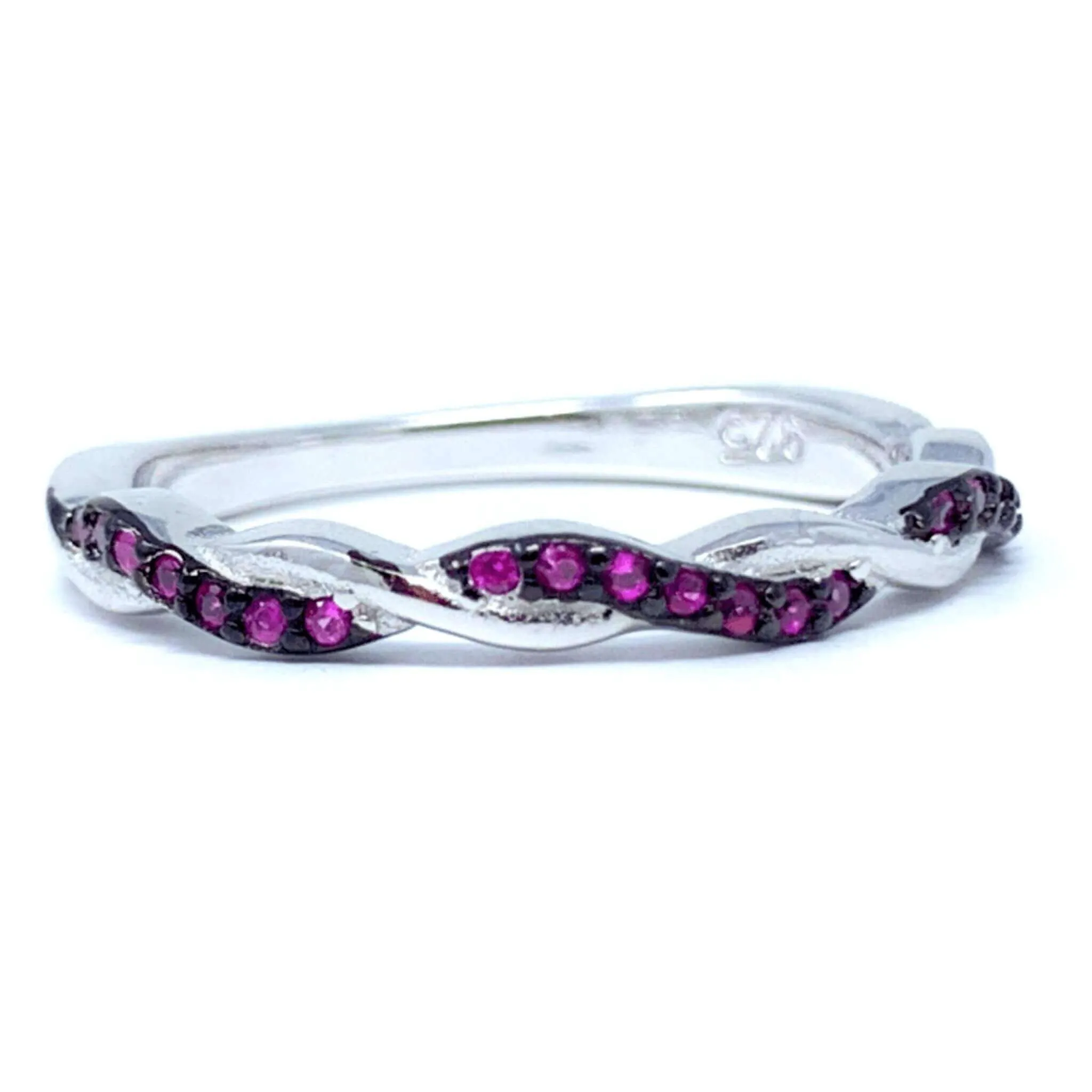 Braided Cubic Zirconia Ruby Infinity Ring