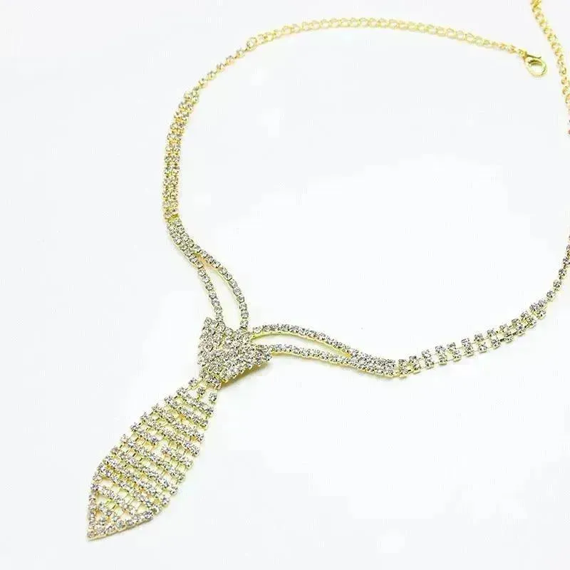 Bridal Wedding Party Rhinestone Choker Necklace for Women.