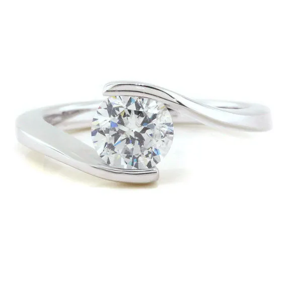 Bypass Solitaire Moissanite Engagement Ring - Solitaire Swirl