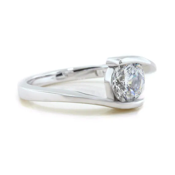 Bypass Solitaire Moissanite Engagement Ring - Solitaire Swirl