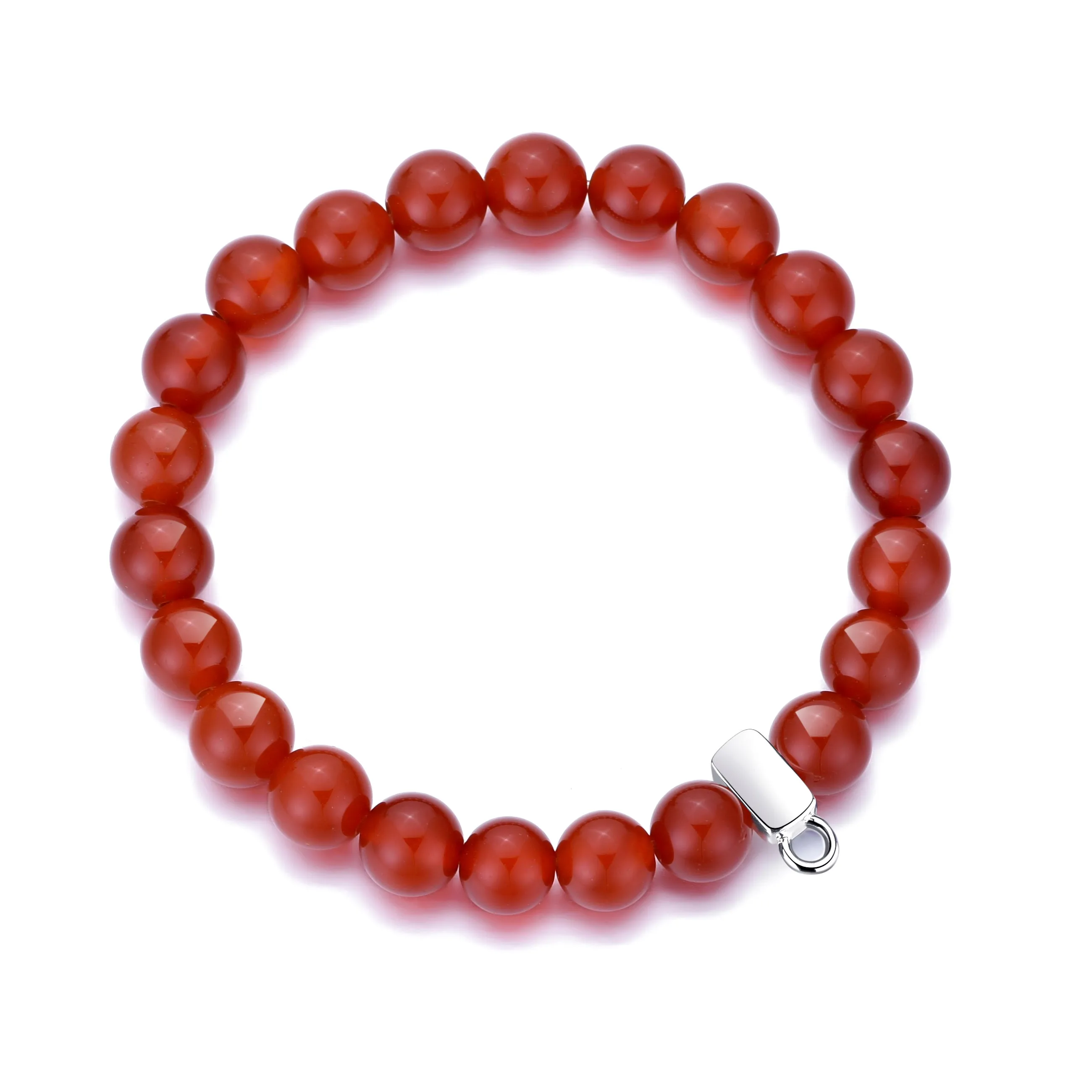 Carnelian Gemstone Stretch Bracelet with Charm Created with Zircondia® Crystals