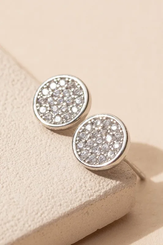 CIRCLE CZ STUD EARRINGS (2 COLORS)