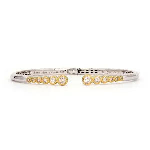 Classic Two-toned Open Bezel Set Diamond Bangle