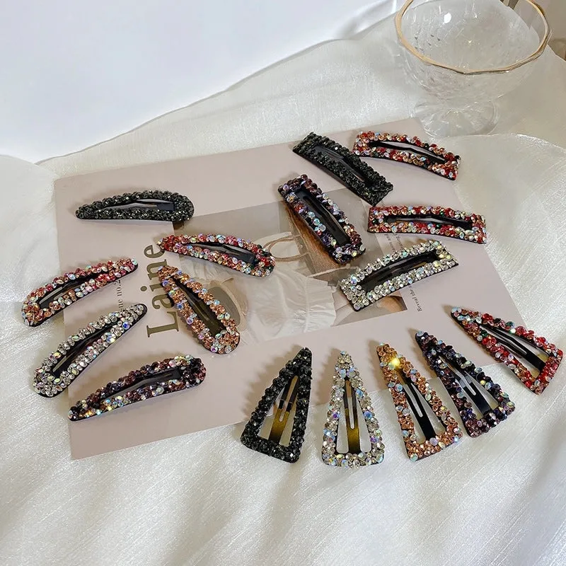 Color Rhinestone Hairpin Super Flash Hollow BB Hairpin Side Hairpin Colored Diamond Bangs Hairpin Headdress Broken Hairpin Top Clip