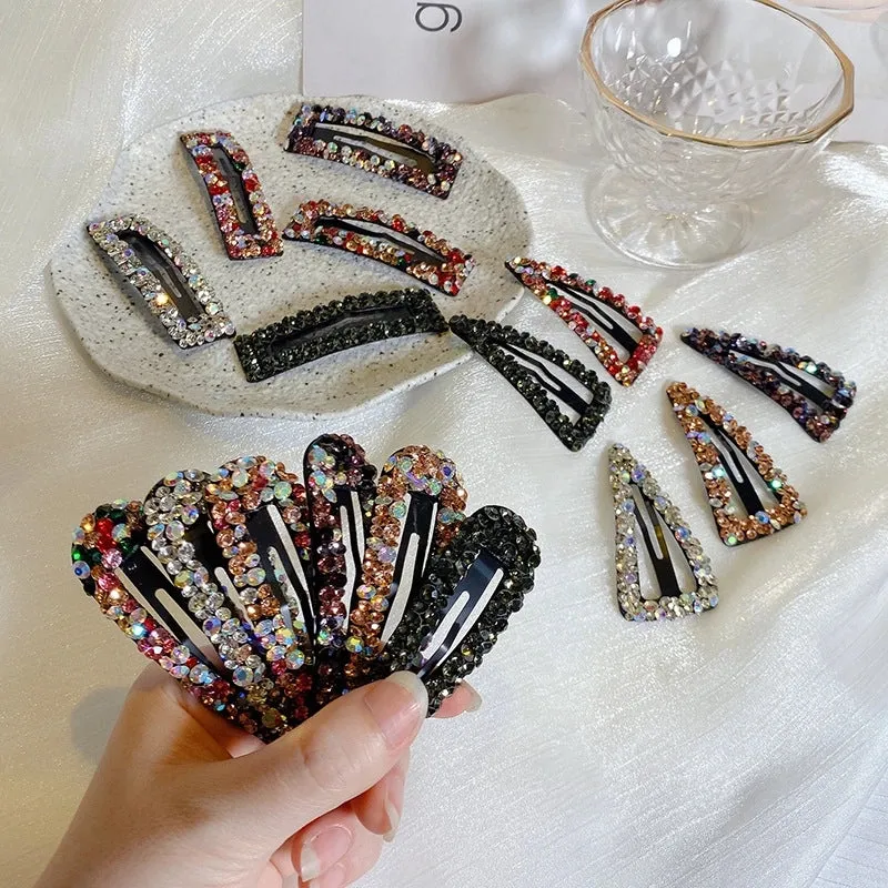 Color Rhinestone Hairpin Super Flash Hollow BB Hairpin Side Hairpin Colored Diamond Bangs Hairpin Headdress Broken Hairpin Top Clip