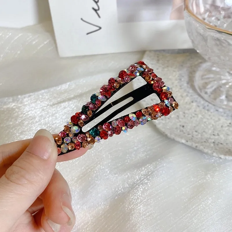 Color Rhinestone Hairpin Super Flash Hollow BB Hairpin Side Hairpin Colored Diamond Bangs Hairpin Headdress Broken Hairpin Top Clip