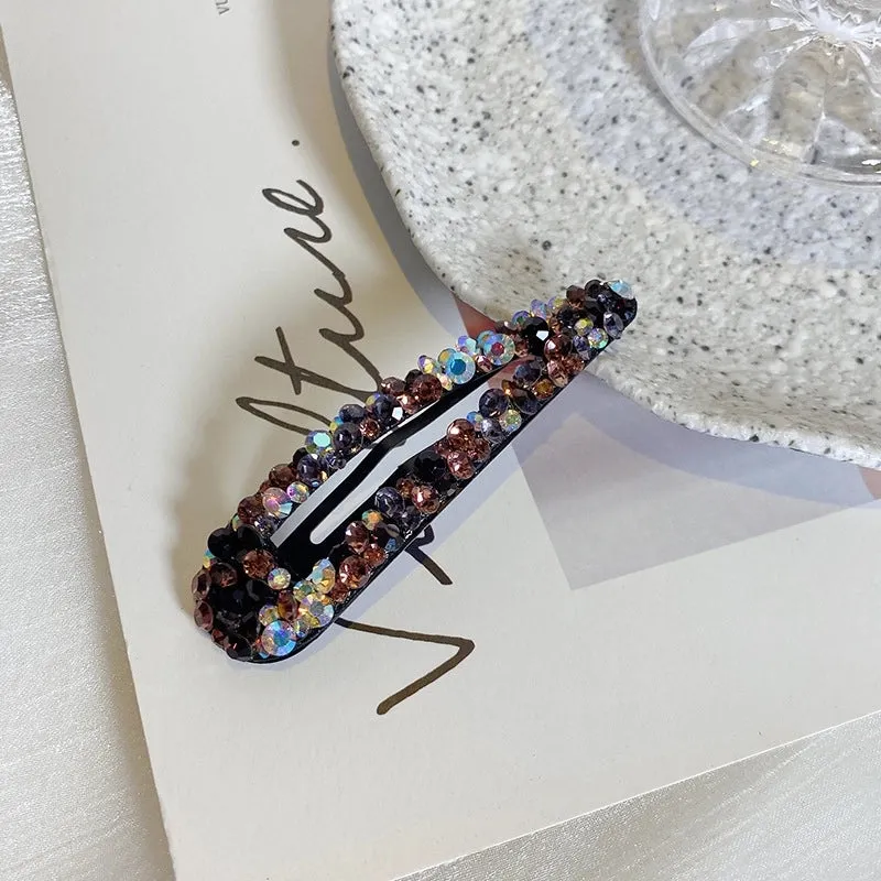 Color Rhinestone Hairpin Super Flash Hollow BB Hairpin Side Hairpin Colored Diamond Bangs Hairpin Headdress Broken Hairpin Top Clip