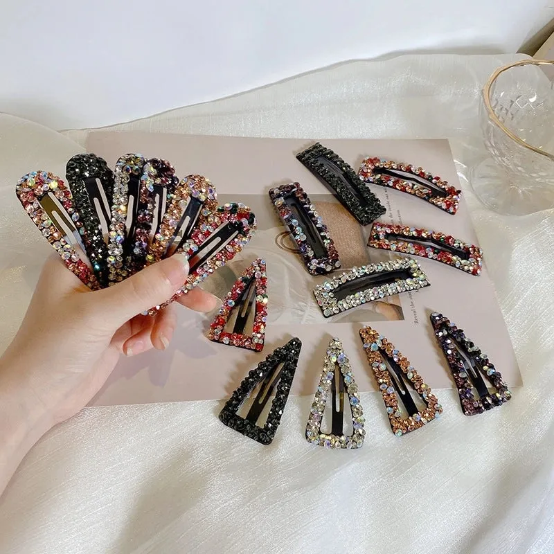 Color Rhinestone Hairpin Super Flash Hollow BB Hairpin Side Hairpin Colored Diamond Bangs Hairpin Headdress Broken Hairpin Top Clip