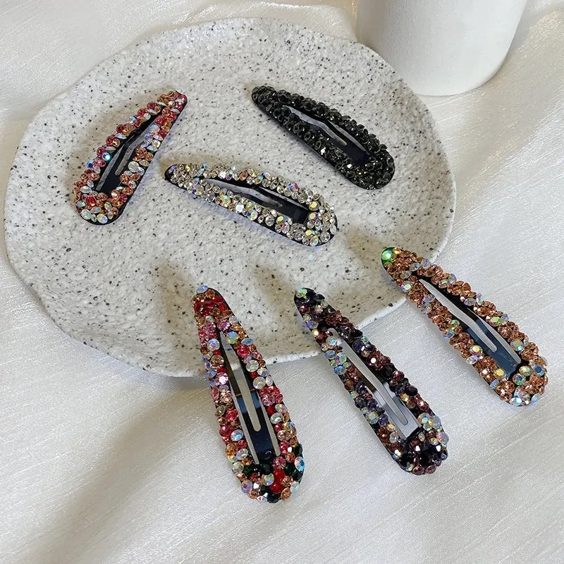 Color Rhinestone Hairpin Super Flash Hollow BB Hairpin Side Hairpin Colored Diamond Bangs Hairpin Headdress Broken Hairpin Top Clip