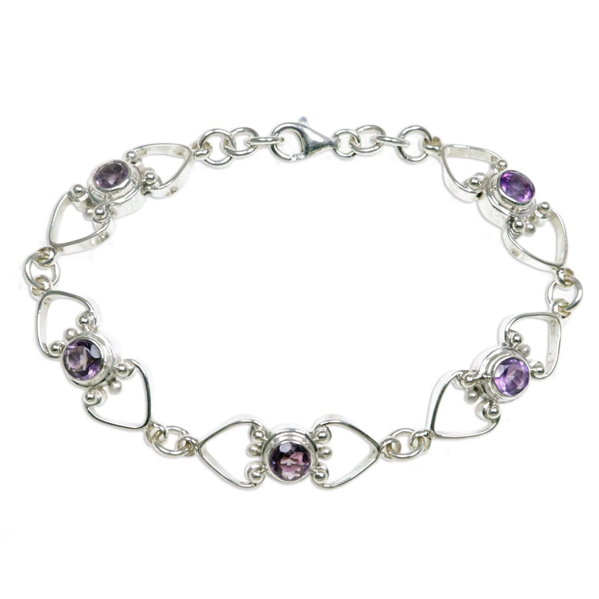 Contentment Amethyst Heart Link Bracelet